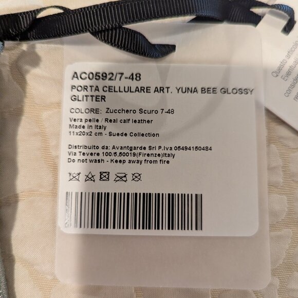 Marlon Firenze Made in Italy Genuine Leather Mini Hand Bag with Gold Bee Accent - Picture 7 of 7